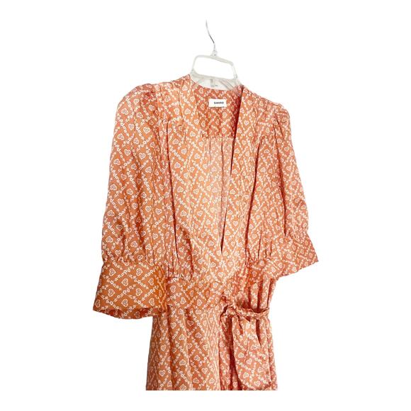 Sandro Printed Satin Twill Floral Midi Wrap Dress Size Medium - Picture 6 of 9